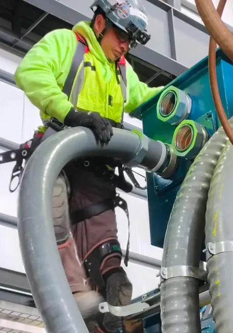 Industrial electrical work with safety equipment