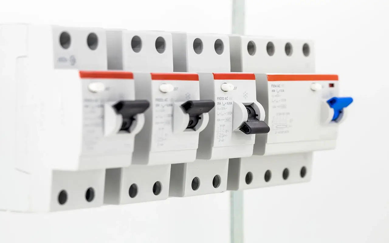 Labeled electrical switches (P20216) for different settings like "Film of Life", "School", and "Business" with FXE technology
